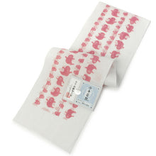 画像をギャラリービューアに読み込む, 夏 半衿 麻素材でさらりと涼やか 絽 白地 おばけ柄 ピンク 小千谷織物 日本製 ネコポス便発送可能