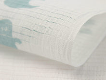 画像をギャラリービューアに読み込む, 夏の半衿 麻素材でさらりと涼やか 絽 白地 おばけ柄 ブルーグリーン 小千谷織物 日本製 ネコポス便発送可能