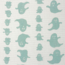 画像をギャラリービューアに読み込む, 夏の半衿 麻素材でさらりと涼やか 絽 白地 おばけ柄 ブルーグリーン 小千谷織物 日本製 ネコポス便発送可能