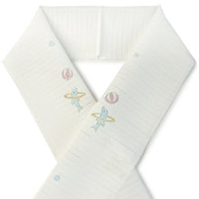 画像をギャラリービューアに読み込む, 夏の半衿 柔らかく肌になじむ絹交織 絽 白地 手描き イルカ柄 日本製 DM便発送可能 KZ