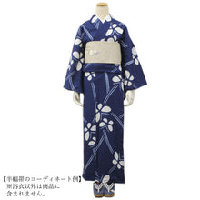 画像をギャラリービューアに読み込む, お仕立て上り浴衣 綿麻 紺地蝶々 京 帽子絞り 仕立て上りだから届いたらすぐ着れる 《ktウク》