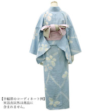 画像をギャラリービューアに読み込む, お仕立て上り浴衣 綿麻 水色地蝶々 京 帽子絞り 仕立て上りだから届いたらすぐ着れる 《ktウク》