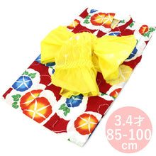 画像をギャラリービューアに読み込む, 子供 浴衣 セット 女の子 2点セット ViVi ビビ ブランド 85 90 100 3才 4才 赤地朝顔柄 綿 へこ帯 兵児帯 刺繍 下駄 キッズ 浴衣セット あす楽 hiオイ SDGs