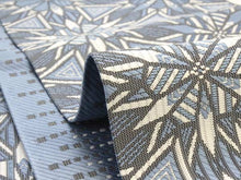 画像をギャラリービューアに読み込む, 半幅帯 正絹 リバーシブル 博多織 小袋帯 長尺 4m グレー 白 ブルー 花紋 雪花 柄 着物 細帯 レディース 女性 仕立て付き 送料無料 UR0808ウフ