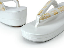 画像をギャラリービューアに読み込む, 草履バッグセット レディース 24.0cm 24.5cm 25.0cm Lサイズ 礼装用 洒落用 両用 フォーマル カジュアル 白 ゴールド ぞう ゾウ エキゾチック柄 二枚芯 ぞうり バック 女性 和装 和服 着物 送料無料 セール