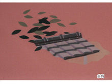 画像をギャラリービューアに読み込む, 名古屋帯 洗える 仕立て上がり 九寸 薄小豆色 屋根 瓦 鳥 お太鼓柄 着物 帯 和装 和服 化繊 おしゃれ 洒落 wgラニ