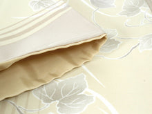 画像をギャラリービューアに読み込む, 洗える着物 袷 レトロ モダン 小紋 フリーサイズ ベージュ 縞 ツタ 柄 レディース 仕立て上がり ハナエモリ hanae mori プレタ ktふう KZ