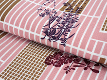 画像をギャラリービューアに読み込む, 洗える着物 袷 レトロ モダン 小紋 フリーサイズ ピンク ブラウン 格子 蘭 植物 柄 レディース 仕立て上がり 金子みすゞ みすず プレタ ktふに KZ