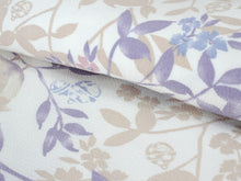 画像をギャラリービューアに読み込む, 洗える着物 袷 レトロ モダン 小紋 フリーサイズ オフホワイト 桃色 桜 小鳥 鈴 柄 レディース 仕立て上がり 金子みすゞ みすず プレタ ktふに KZ