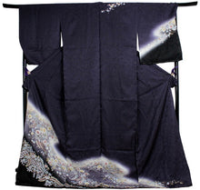画像をギャラリービューアに読み込む, 訪問着 正絹 未仕立て 仮絵羽 黒 紫 辻が花訪問着 単品 仕立て付き ガード加工 足袋 プレゼント 新品 色 販売 購入 礼装 既婚 旅館 料亭 女将 仕事 パーティー 送料無料