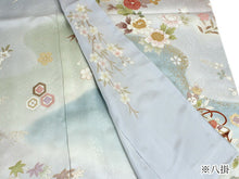 画像をギャラリービューアに読み込む, 訪問着 正絹 未仕立て 水色 グレー 花 文箱 単品 仕立て付き ガード加工 足袋 プレゼント 新品 色 販売 購入 礼装 既婚 旅館 料亭 女将 仕事 パーティー 送料無料