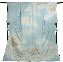 画像をギャラリービューアに読み込む, 訪問着 正絹 未仕立て 水色 梅 桜 貝桶 単品 仕立て付き ガード加工 足袋 プレゼント 新品 色 販売 購入 礼装 既婚 旅館 料亭 女将 仕事 パーティー 送料無料