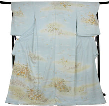 画像をギャラリービューアに読み込む, 訪問着 正絹 未仕立て 水色 グリーン 御所車 単品 仕立て付き ガード加工 足袋 プレゼント 新品 色 販売 購入 礼装 既婚 旅館 料亭 女将 仕事 パーティー 送料無料