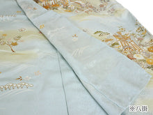 画像をギャラリービューアに読み込む, 訪問着 正絹 未仕立て 水色 グリーン 御所車 単品 仕立て付き ガード加工 足袋 プレゼント 新品 色 販売 購入 礼装 既婚 旅館 料亭 女将 仕事 パーティー 送料無料