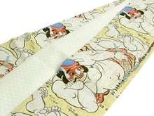 画像をギャラリービューアに読み込む, 半幅帯 長尺 イエロークリーム地 歌川国芳 朝比奈小人嶋遊 西陣織 酒井守謹製 絹混 リバーシブル 着物 半幅帯 新品 日本製 女性 レディース 小袋帯 半帯 細帯 帯 半巾帯 和装 和服 2052 urフコ