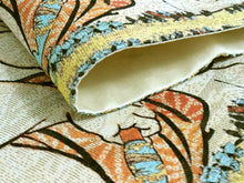 画像をギャラリービューアに読み込む, 半幅帯 長尺 イエロークリーム地 歌川国芳 朝比奈小人嶋遊 西陣織 酒井守謹製 絹混 リバーシブル 着物 半幅帯 新品 日本製 女性 レディース 小袋帯 半帯 細帯 帯 半巾帯 和装 和服 2052 urフコ