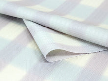 画像をギャラリービューアに読み込む, 正絹 小紋 反物 丹後ちりめん フルオーダー 仕立て付き 着物 和装 和服 オフホワイト地 ブルー パープル チェック柄 モダン 単品 女性 レディース 送料無料 東京 hbワラ