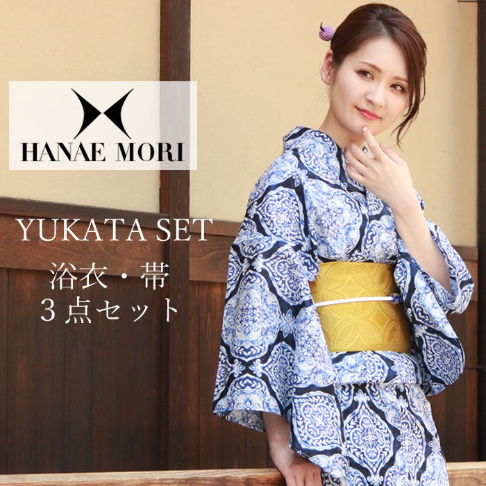 HANAE MORI 浴衣 帯 下駄 飾り紐 4点セット HANAE MORI（ハナエモリ