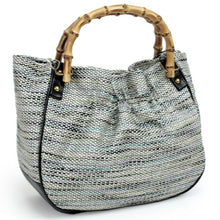 画像をギャラリービューアに読み込む, バッグ レディース 夏物 単品 浴衣 巾着型 タッセル付き バンブー 竹 ブラック ボーダー 縞 女性 バック ゆかた 浴衣バッグ 手提げ 和装 和服 きもの レトロ あす楽 kbオニ