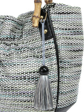 画像をギャラリービューアに読み込む, バッグ レディース 夏物 単品 浴衣 巾着型 タッセル付き バンブー 竹 ブラック ボーダー 縞 女性 バック ゆかた 浴衣バッグ 手提げ 和装 和服 きもの レトロ あす楽 kbオニ