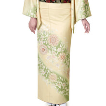 画像をギャラリービューアに読み込む, 訪問着 セット 購入 クリーム地 華紋唐草 5点セット フリー サイズ 仕立て上がり 洗える着物 訪問着 袋帯 長襦袢 正絹帯揚げ 正絹帯締め セット ポリエステル アッシュエル HL 和装 和服 着物セット 洗える訪問着 販売 七五三