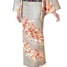 画像をギャラリービューアに読み込む, 訪問着 セット 購入 渋グレー地宝尽くし松竹梅 18点フルセット フリー サイズ 仕立て上がり 洗える着物 訪問着 袋帯 長襦袢 草履 バッグ 着付け小物一式 白足袋 セット 初心者 和装 和服 着物セット 洗える