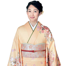 画像をギャラリービューアに読み込む, 訪問着 セット 購入 オレンジ地 貝桶に吉祥花 18点フルセット フリー サイズ 仕立て上がり 洗える着物 訪問着 袋帯 長襦袢 草履 バッグ 着付け小物一式 白足袋 セット 初心者 和装 和服 着物セット 洗える