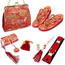 画像をギャラリービューアに読み込む, 七五三 はこせこセット 7歳 草履 バッグ 総柄 桜 花 手毬 黒 金 赤 緑 ピンク 白 女の子 子供 送料無料 帯締め 丸ぐけ 箱せこ 筥迫 かんざし 7点 21cm かかと セール対象外 KZ wgにく SDGs