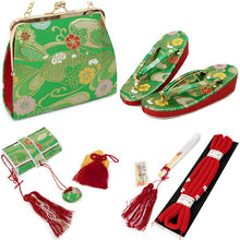 画像をギャラリービューアに読み込む, 七五三 はこせこセット 7歳 草履 バッグ 総柄 桜 花 手毬 黒 金 赤 緑 ピンク 白 女の子 子供 送料無料 帯締め 丸ぐけ 箱せこ 筥迫 かんざし 7点 21cm かかと セール対象外 KZ wgにく SDGs