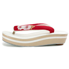 画像をギャラリービューアに読み込む, 草履 卒業式 成人式 ホワイト 土台 赤鼻緒 菊 刺繍 S フリー LL サイズ レディース 振袖 袴 ぞうり 和装小物 草履 女性 和装 和服 送料無料 adにち