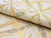 画像をギャラリービューアに読み込む, 袋帯 フォーマル 全通 薄クリーム 金 銀 カラフル 七宝 花菱 菊 礼装用 仕立て上がり 訪問着 色無地 振袖 新品 未使用 日本製 レディース 女性 着物 帯 入学式 卒業式 成人式 和装 和服 ポリエステル 送料無料 KZ tkこに