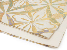 画像をギャラリービューアに読み込む, 袋帯 フォーマル 全通 薄クリーム 金 銀 カラフル 七宝 花菱 菊 礼装用 仕立て上がり 訪問着 色無地 振袖 新品 未使用 日本製 レディース 女性 着物 帯 入学式 卒業式 成人式 和装 和服 ポリエステル 送料無料 KZ tkこに