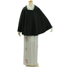 画像をギャラリービューアに読み込む, 着物 コート ケープ ポンチョ 冬 女性 レディース 着物コート 和装コート あったか 日本製 起毛 へちま衿 黒 ドット 防寒