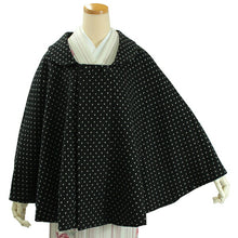 画像をギャラリービューアに読み込む, 着物 コート ケープ ポンチョ 冬 女性 レディース 着物コート 和装コート あったか 日本製 起毛 へちま衿 黒 ドット 防寒