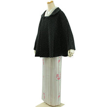 画像をギャラリービューアに読み込む, 着物 コート ケープ ポンチョ 冬 女性 レディース 着物コート 和装コート あったか 日本製 起毛 へちま衿 黒 ドット 防寒