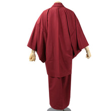 画像をギャラリービューアに読み込む, 洗える着物 セット 袷 メンズ 着物 羽織 2点セット 紬風 無地 渋エンジ M L LL サイズ アンサンブル 着物セット 洗える着物セット 着物 和装 和服 男性 紳士