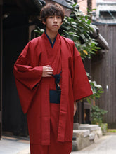 画像をギャラリービューアに読み込む, 洗える着物 セット 袷 メンズ 着物 羽織 2点セット 紬風 無地 渋エンジ M L LL サイズ アンサンブル 着物セット 洗える着物セット 着物 和装 和服 男性 紳士