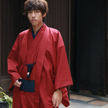 画像をギャラリービューアに読み込む, 洗える着物 セット 袷 メンズ 着物 羽織 2点セット 紬風 無地 渋エンジ M L LL サイズ アンサンブル 着物セット 洗える着物セット 着物 和装 和服 男性 紳士