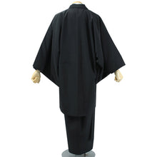 画像をギャラリービューアに読み込む, 男 洗える着物 羽織 2点セット 袷 紬風 無地 黒 M L LL サイズ アンサンブル 洗える着物セット きもの 和装 和服 メンズ 男性 紳士 コスプレ