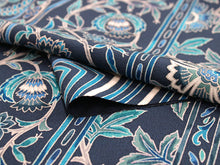 画像をギャラリービューアに読み込む, 着物 反物 正絹 丹後ちりめん フルオーダー 仕立て付き 濃紺 縞 更紗 小紋 着物 和装 和服 単品 女性 レディース 送料無料 hbチト