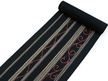 画像をギャラリービューアに読み込む, 正絹 小紋 反物 丹後ちりめん フルオーダー 仕立て付き 着物 和装 和服 黒 縞唐草 モダン 単品 女性 レディース 送料無料 hbオチ