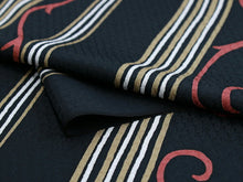 画像をギャラリービューアに読み込む, 正絹 小紋 反物 丹後ちりめん フルオーダー 仕立て付き 着物 和装 和服 黒 縞唐草 モダン 単品 女性 レディース 送料無料 hbオチ