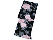 画像をギャラリービューアに読み込む, 綿絽 浴衣 夏着物 単品 レディース 仕立て上がり 洗える フリー サイズ 黒 ピンク 菊 牡丹 送料無料 女性 レディース セール対象外 KZ ekふく