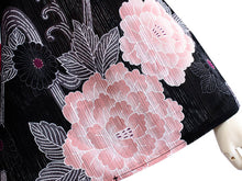 画像をギャラリービューアに読み込む, 綿絽 浴衣 夏着物 単品 レディース 仕立て上がり 洗える フリー サイズ 黒 ピンク 菊 牡丹 送料無料 女性 レディース セール対象外 KZ ekふく