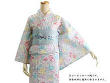 画像をギャラリービューアに読み込む, 綿絽 浴衣 夏着物 単品 レディース 仕立て上がり 洗える M サイズ 撫松庵 白 パステル 型染 唐花 金魚 柄 日本製 送料無料 女性 レディース セール対象外 hiクチ