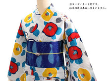 画像をギャラリービューアに読み込む, 東レセオアルファ 浴衣 夏着物 単品 レディース 仕立て上がり 洗える M サイズ 撫松庵 グレー 赤 黄 縞 椿 柄 日本製 送料無料 女性 レディース セール対象外 hiクコ