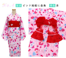 画像をギャラリービューアに読み込む, 浴衣 セット 女の子 浴衣 へこ帯 2点セット 100 110 120 130 ピンク オレンジ ネイビー 桜 梅 手鞠 雪輪 綿 変わり織り ゆかた 絞り 兵児帯 浴衣セット 子供 浴衣 セット ガールズ キッズ ジュニア 和服 古典柄