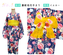 画像をギャラリービューアに読み込む, 浴衣 セット 女の子 浴衣 へこ帯 2点セット 100 110 120 130 ピンク オレンジ ネイビー 桜 梅 手鞠 雪輪 綿 変わり織り ゆかた 絞り 兵児帯 浴衣セット 子供 浴衣 セット ガールズ キッズ ジュニア 和服 古典柄