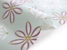 画像をギャラリービューアに読み込む, 正絹 小紋 反物 フルオーダー 仕立て付き 着物 和装 和服 丹後ちりめん 京友禅 ブルー グリーン 花 幾何学 友禅染 着尺 単品 女性 レディース 送料無料 pnオチ