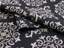 画像をギャラリービューアに読み込む, 正絹 小紋 反物 フルオーダー 仕立て付き 着物 和装 和服 丹後ちりめん 黒 ダマスク柄 着尺 単品 女性 レディース 送料無料 pnオト